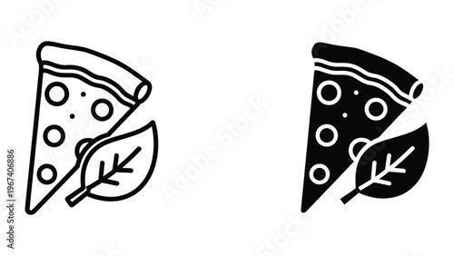 Contrast between classic cheese pizza and blackened pepperoni pizza slices with leaf garnish