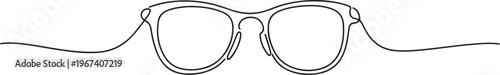 Glasses in continuous line art drawing style. Front view of eyeglasses minimalist. one line Icon drawing