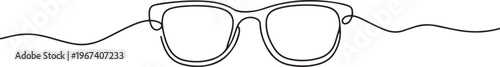 Glasses in continuous line art drawing style. Front view of eyeglasses minimalist. one line Icon drawing