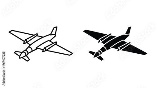 Comparison of two different jet aircraft designs from a vintage illustration