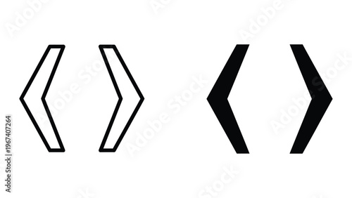 Comparison of outline and filled angle bracket symbols in black and white