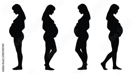 Pregnancy progression a silhouette series depicting the changing body throughout gestation