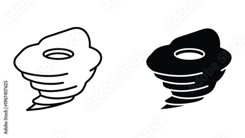 Illustration of two tornadoes with different visual intensities and styles