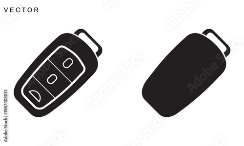 Car Key and Remote icon, wireless signal symbol, modern key on a ring vector design