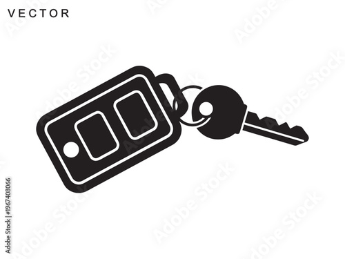 Car Key and Remote icon, wireless signal symbol, modern key on a ring vector design