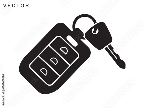 Car Key and Remote icon, wireless signal symbol, modern key on a ring vector design