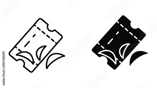 Contrast of a folded paper bag and a crumpled paper bag with leaf patterns