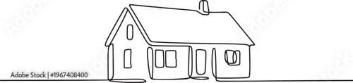 Abstract country house in continuous line art drawing style. Family home minimalist black linear design. one line Icon drawing