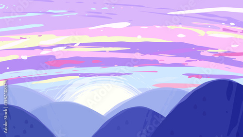 枕草子の春はあけぼのをイメージした背景イラスト_16:9