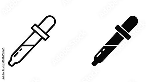 Droppers or pipettes in contrasting line art styles