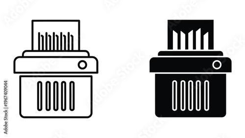 Comparison of a standard paper shredder and a cross-cut paper shredder icons.