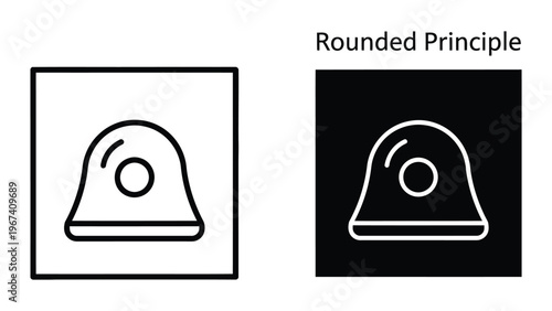 Comparison of a bell icon with and without rounded principle design application