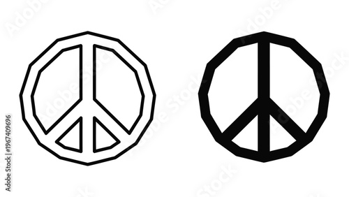 Comparison of two peace symbol designs with different line styles and thickness