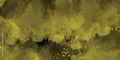 Abstract vibrant yellow watercolor background with dark smoke texture.