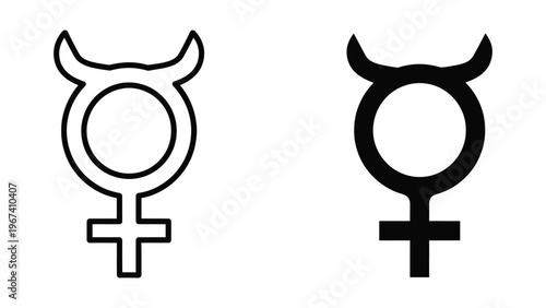 Contrasting styles of the female symbol with filled and unfilled designs