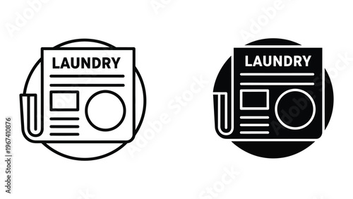 Contrasting laundry service icons in different color schemes for visual branding