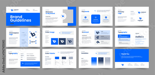Clean blue brand guidelines presentation template