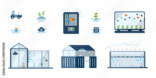 Smart agriculture and vertical farming technology illustrated in a graphic design