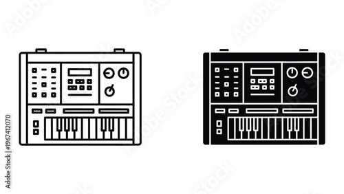 Comparison of vintage electronic music synthesizers with different color schemes