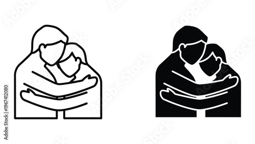 Contrast of a light and dark depiction of a person holding a baby