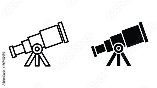 Comparison of two different types of telescopes in black and white line art