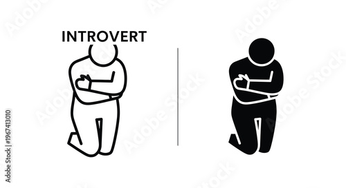 Conceptual graphic depicting introversion and a person in a black silhouette