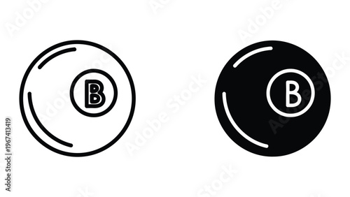 Comparison of white and black billiards balls with letter b markings