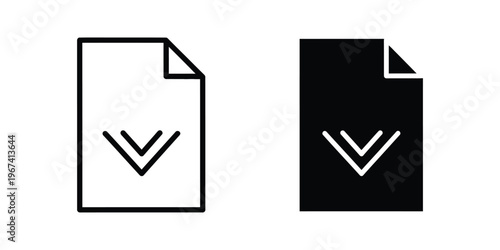 Comparison of filled and unfilled document icons with downward arrows