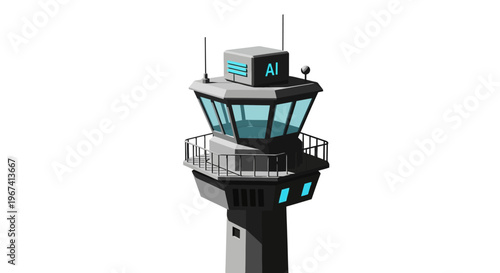 Airport Air Traffic Control Tower Building Illustration