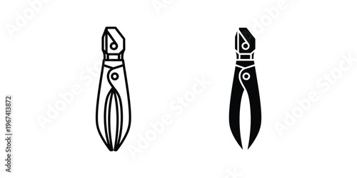 Comparison of traditional and modern pliers design in black and white illustration
