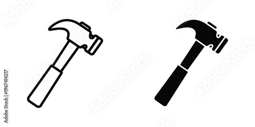 Contrast between a classic outline hammer and a filled black hammer design