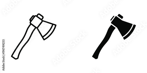Comparison of two different styles of traditional axes used for chopping and camping activities