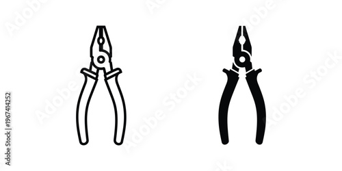Comparison of two different types of pliers in black and white illustration