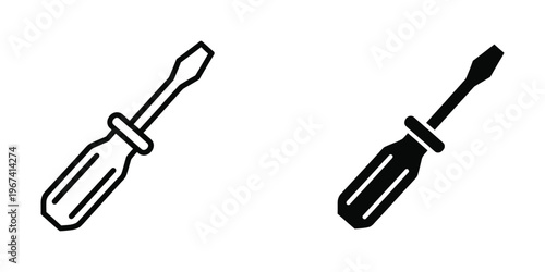 Two different styles of screwdrivers displayed side by side in black and white