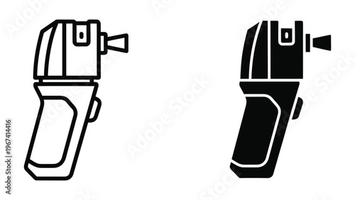 Comparison of two different types of handheld flashlight designs in silhouette form