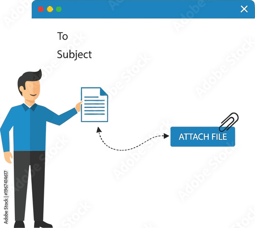 User attaching an important digital document to an email for swift.