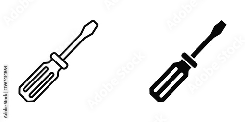 Two contrasting screwdrivers with different handle designs and colors