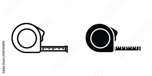 Two contrasting styles of tape measure illustrations in black and white