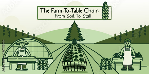 The farm to table chain a visual representation of food production