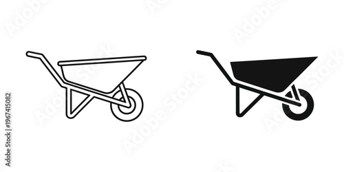 Comparison of empty and filled wheelbarrows in contrasting styles