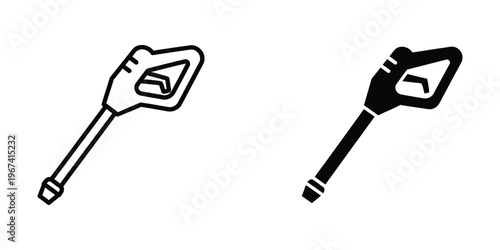 Two different fuel pump nozzles depicted in a simple line drawing style