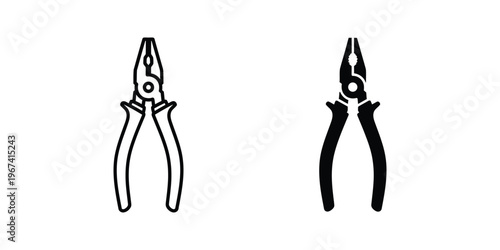 Comparison of standard and cutting pliers in black and white illustration