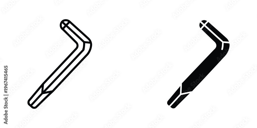 Obraz premium Isometric and perspective view of a bent screwdriver with a phillips head tip