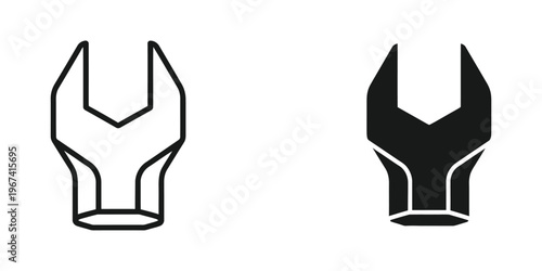 Comparison of a standard wrench and a black-filled grip wrench design illustration