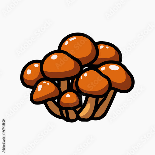 Flat vector illustration of a cluster of nameko mushrooms, perfect for culinary blogs, healthy eating guides, or food packaging.
