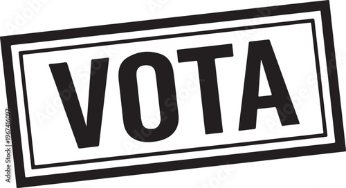 Bold black V O T A stamp lettering on transparent background vote