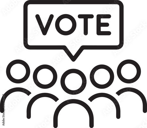 Group of people with vote speech bubble and checkmarks election choice voting decision