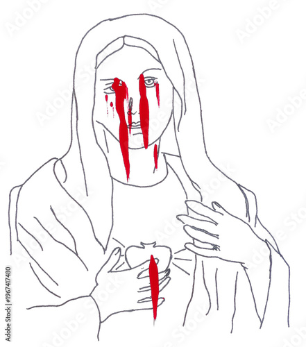 Le Sacré-Cœur de Marie. La Vierge aux larmes de sang