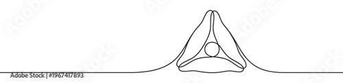 Continuous line drawing of a person in a yoga pose, meditating with hands together, rendered in a minimalist style