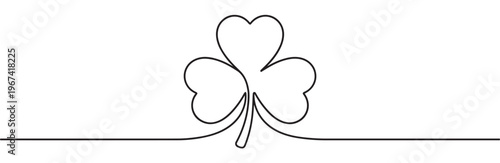 Simple black line art drawing of a three-leaf clover, symbolizing good luck and Irish culture